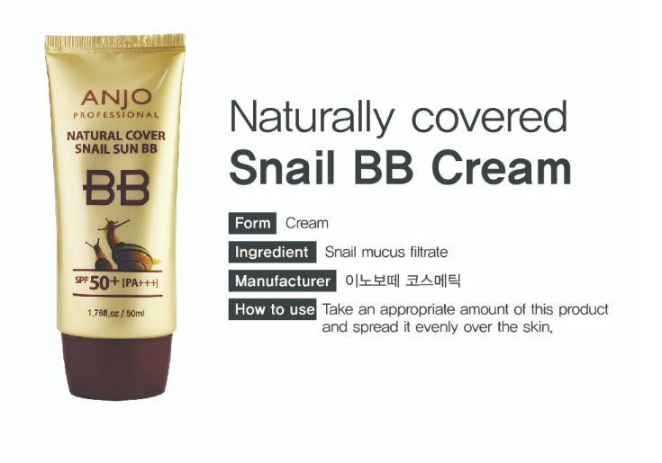 KOREAN COSMETIC Anjo Snail Natural Cover Sun BB Cream (spf 50+, Pa+++) 50ml