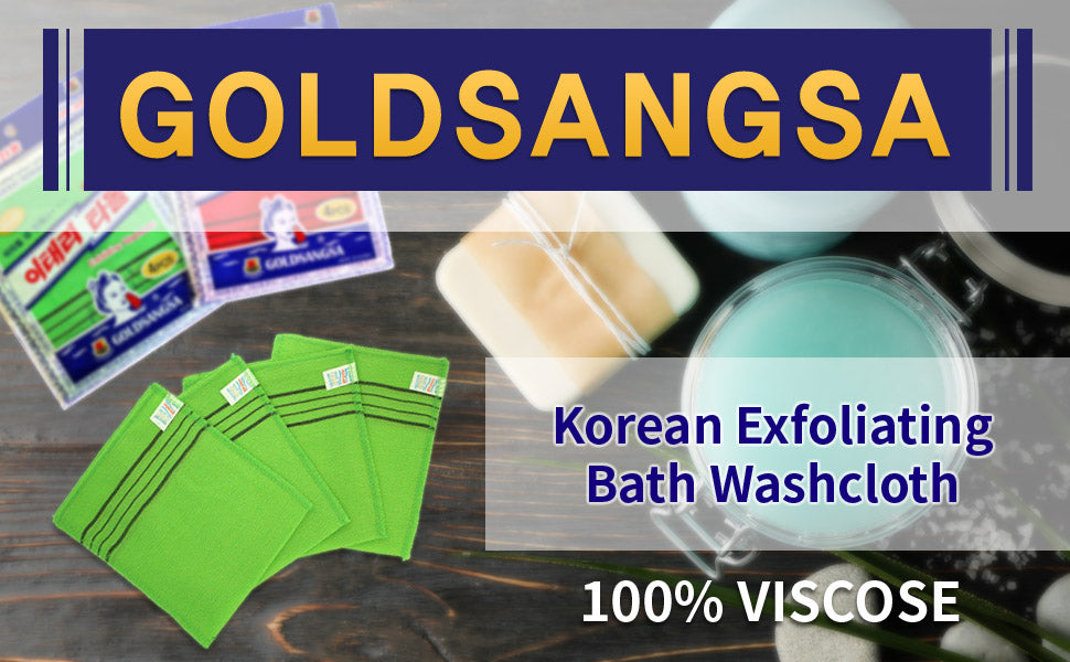 Korean Exfoliating Towel Washcloth Mitts 4pcs(Green)/ Korean Italy Towel Skincare Exfoliating Body Scrub Bath Cloth for Remove Dead Skin