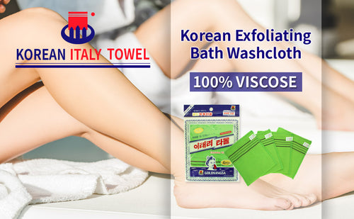 Korean Exfoliating Towel Washcloth Mitts 4pcs(Green)/ Korean Italy Towel Skincare Exfoliating Body Scrub Bath Cloth for Remove Dead Skin