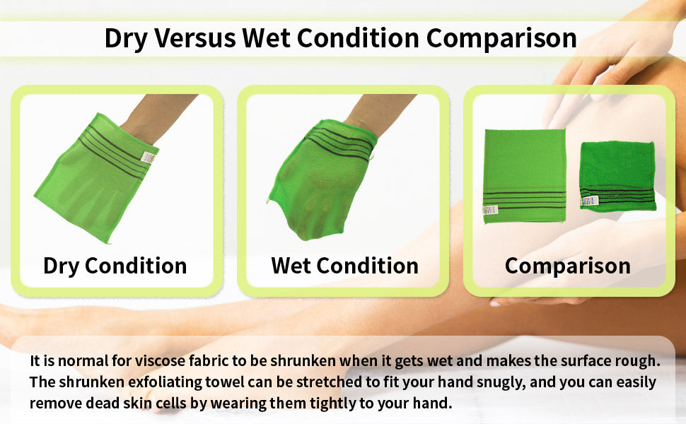 Korean Exfoliating Towel Washcloth Mitts 4pcs(Green)/ Korean Italy Towel Skincare Exfoliating Body Scrub Bath Cloth for Remove Dead Skin